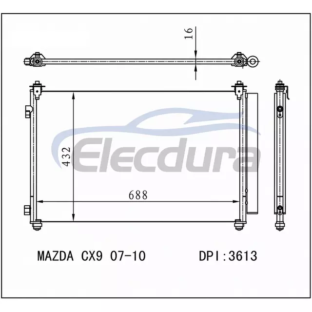 TD1161480A Mazda Cx-9 2007-2012 A/C kondensator 16 mm kerne
