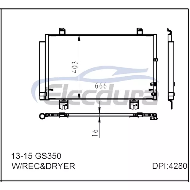 conjunto do condensador do A/C de 8846030B40 Lexus Gs350 2013-2015