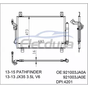 921003JA0A Nissan Pathfinder 2013-2015 Kondensor A/C Inti 16mm