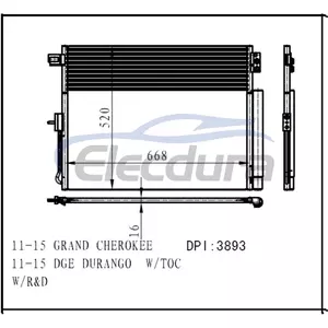 55038003AE Jeep Grand Cherokee 2011-2015 Skraplacz klimatyzacji 16mm rdzeń