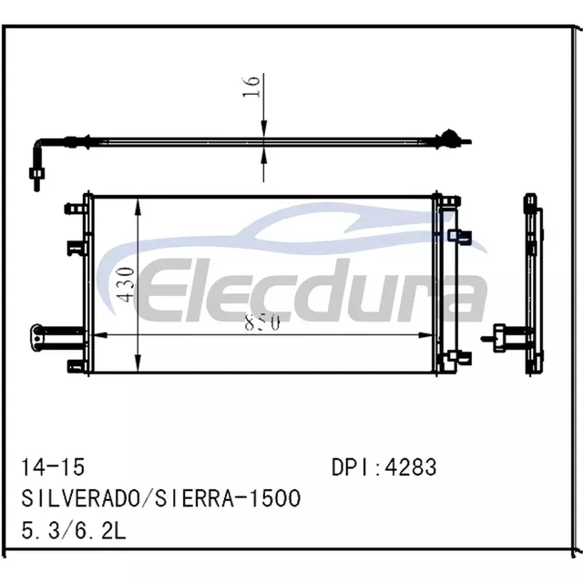 23141861 Chevrolet Silverado 2014-2015 Skraplacz klimatyzacji 16mm rdzeń