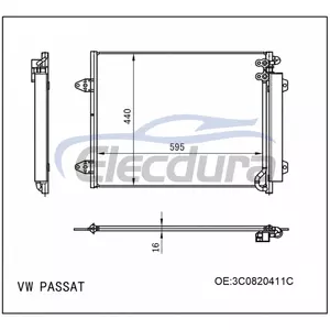 3C0820411C โฟล์คสวาเก้น Passat 2005-2014 A/C คอนเดนเซอร์