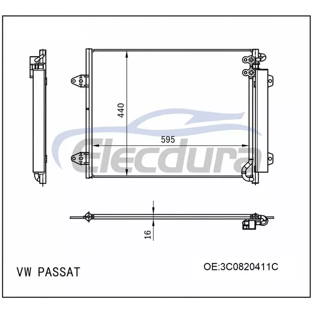 3C0820411C Volkswagen Passat 2005-2014 Condensador A/C