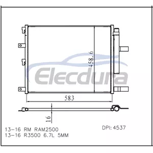 52014736AA Dodge Ram2500 2013-2016 Klima Kondansat&ouml;r&uuml; 16mm &Ccedil;ekirdek