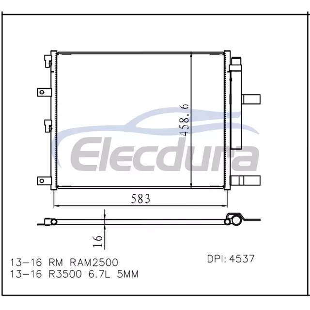 52014736AA Dodge Ram2500 2013-2016 Condensador de A/C N&uacute;cleo de 16 mm