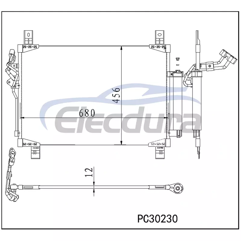 92100-6SA0A Nissan Pathfinder 2022-2023 คอนเดนเซอร์เครื่องปรับอากาศ 12 มม. แกน
