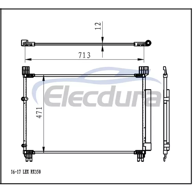 8846048210 レクサス Rx350 2016-2017 A/C コンデンサー (レシーバー/ドライヤー付き)