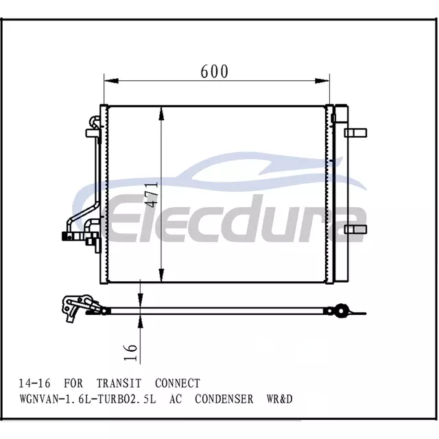 DV6Z19712E Ford Transit Connect Wgn 2014-2016 1.6L / 2.5LA/C Skraplacz