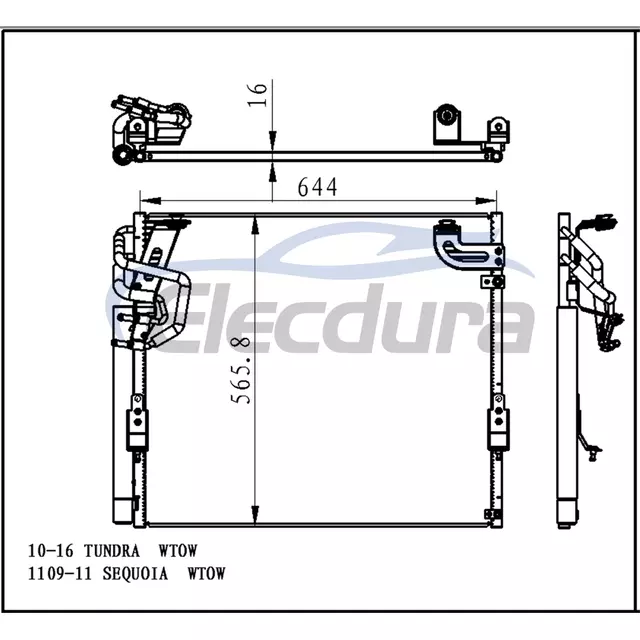 883500C010 Toyota Tundra 2010-2016 Klima Kondansat&ouml;r&uuml; 16mm &Ccedil;ekirdek