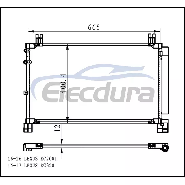 8846024100 レクサス Lex Rc350 2015+ 3.5LA/C コンデンサー 12mm コア