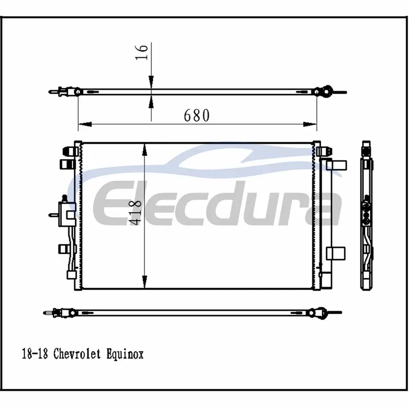 23270537 Chevrolet Equinox 2018-2019 Condenseur de climatisation Assemblage Noyau de 16 mm