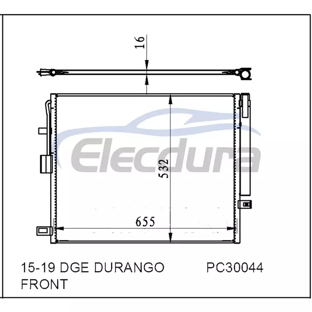 68232606AA Dodge Durango 2015-2019 A/C kondenz&aacute;tor, 16 mm-es mag