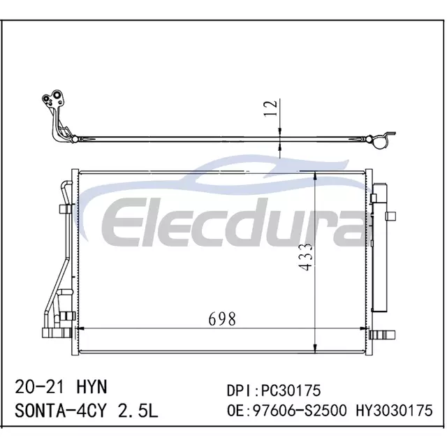 97606L0500 Hyundai Sonata 2020-2021 2.5LA/C Condensator