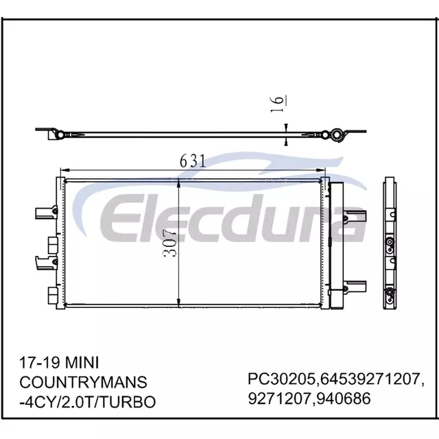 64539271207 Condensador de A/C con Secador MINI Copper Countryman 2017-2019