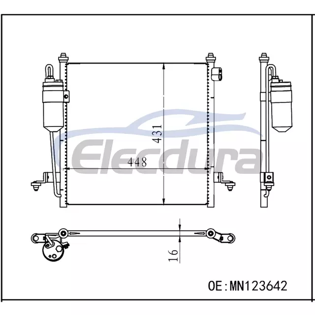 MN123642 مجموعة مكثف مكيف الهواء Mitsubishi L200 2006+
