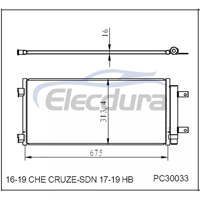 39011385 Chevrolet Cruze 2016-2018 Συμπυκνωτής A/C