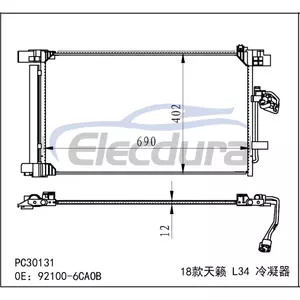 921006CA0A Nissan Altima 2019-2020 Ansamblu condensator A/C