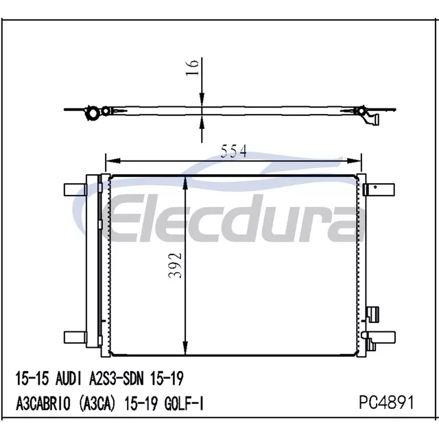 5Q0816411AJ Audi A3 2015–2020 A/C-Kondensator mit Fl&uuml;ssigkeitsbeh&auml;lter