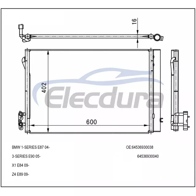 9.206.300 Kondensor A/C BMW Seri 1 2005-2016