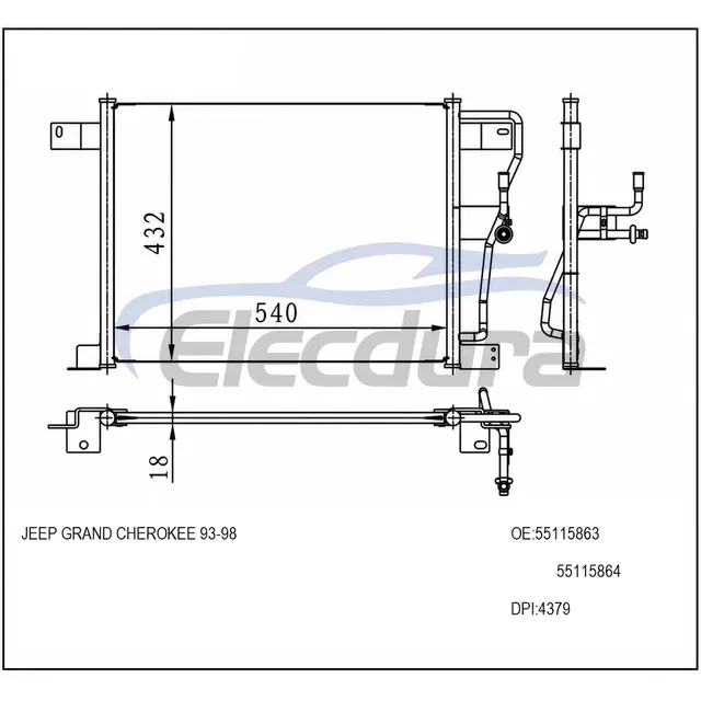 K55036473 Jeep Grand Cherokee 1993-1998 Kondensor AC