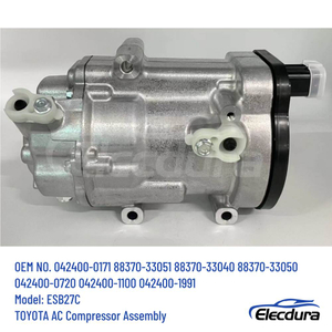 Toyota Lexus hibrid i&ccedil;in 88370-33040 ESB27C elektrikli AC kompres&ouml;r&uuml;n&uuml;n &ouml;n g&ouml;r&uuml;n&uuml;m&uuml;. Elecdura Toptan tedarik