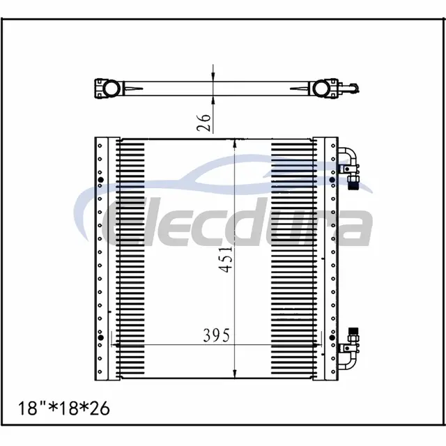 &Uuml;niversal A/C kondenseri 18 &times; 18 Boyut, 26 mm &Ccedil;ekirdekli