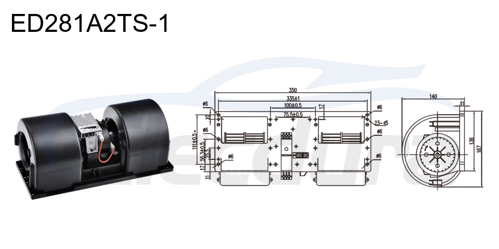 Conjunto de motor de soplador de 27 V 380 W HVAC , flujo de aire de 1000 m&sup3;/h