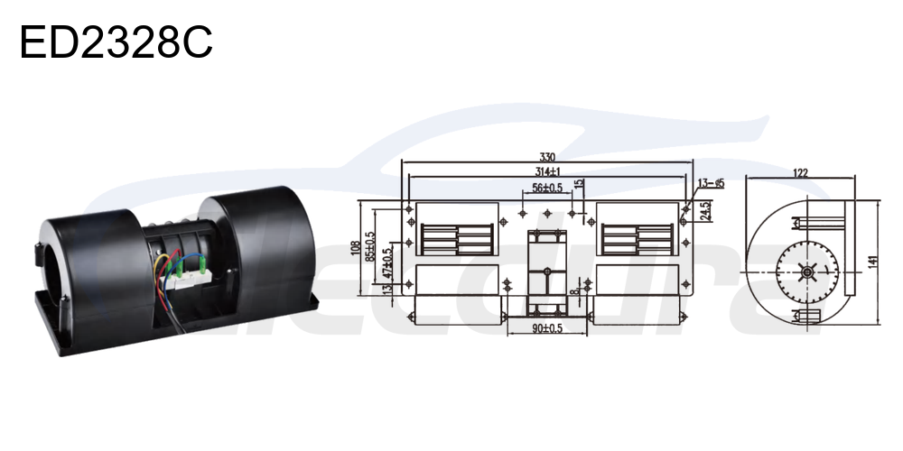Conjunto de motor de soplador de 27 V 220 W HVAC , flujo de aire de 700 m&sup3;/h