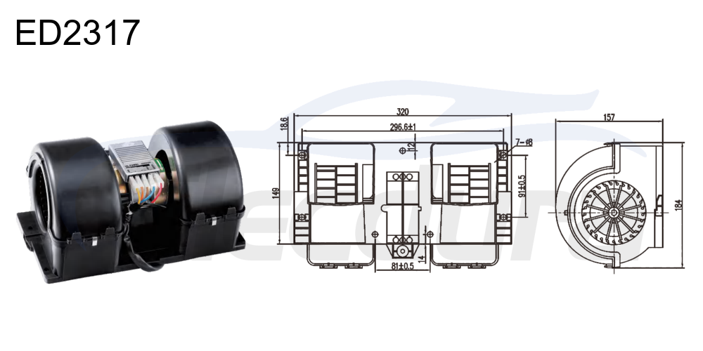 Motor soprador 27V 330W HVAC para Novo Modelo BEIBEN, fluxo de ar de 1000m&sup3;/h