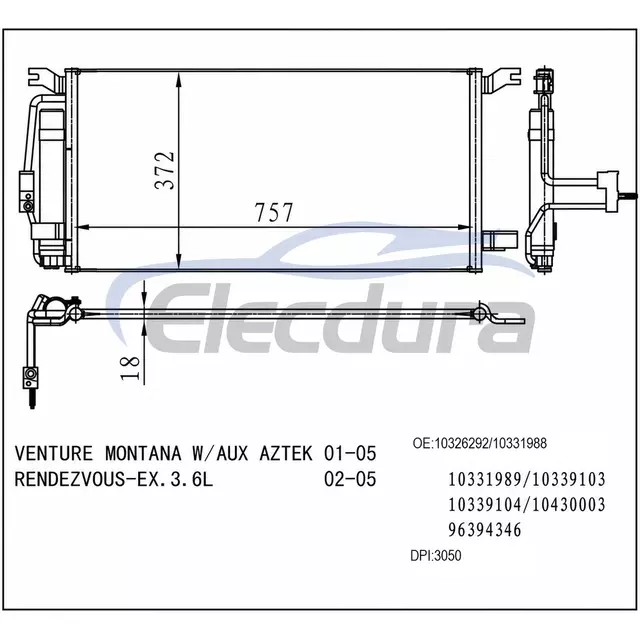 10326292 Buick Rendezvous 2002-2007 Kondensor AC