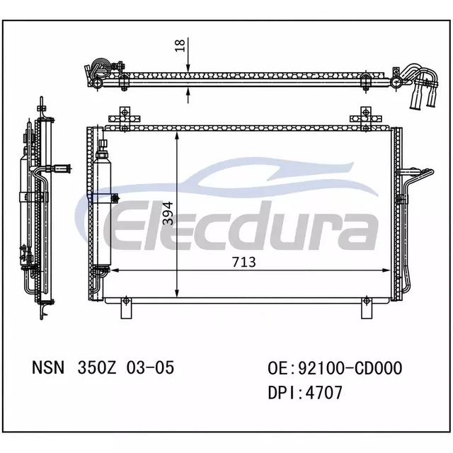 92100CD00A Nissan 350z 2003-2005 Rakitan Kondensor A/C