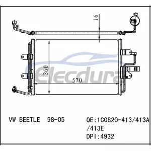 1C0820-413 Volkswagen Beetle 1998-2005 Συμπυκνωτής A/C