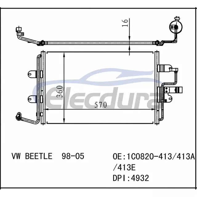 1C0820-413 フォルクスワーゲン ビートル 1998-2005 A/C コンデンサー