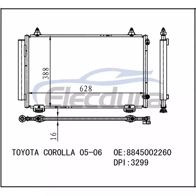 88450-02261 Toyota Corolla 2005-2008 Конденсатор кондиціонера