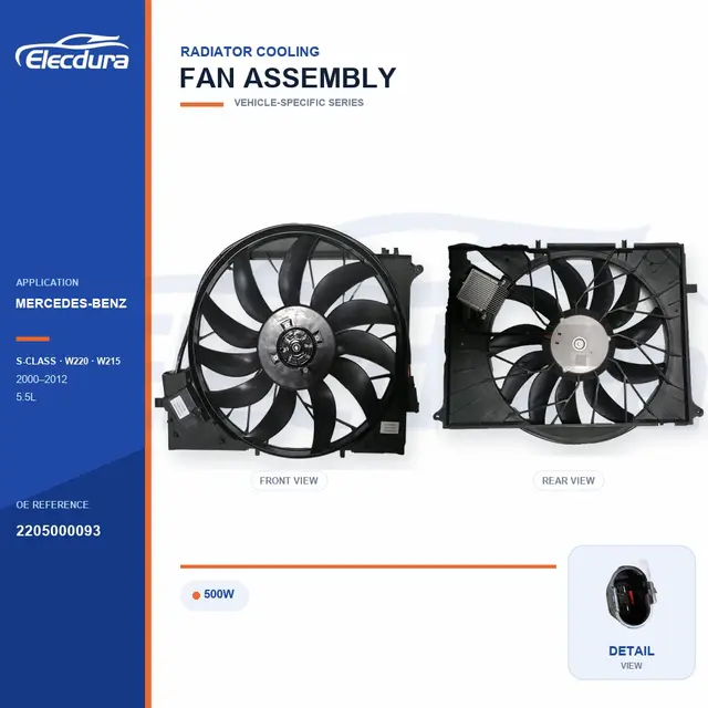 Hűtőventil&aacute;tor-egys&eacute;g Mercedes-Benz W220 / W215 500W 2205000093 T&ouml;meges sz&aacute;ll&iacute;t&aacute;s