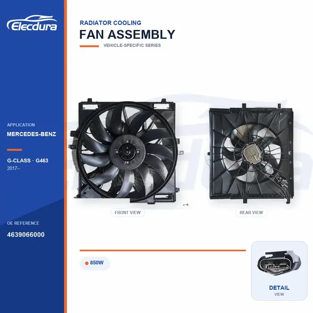 메르세데스-벤츠 G463 / G500 850W 4639066000 대량 공급용 라디에이터 냉각 팬 어셈블리