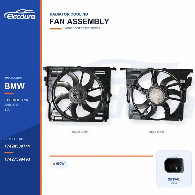 Conjunto da ventoinha de arrefecimento do radiador para BMW F18 600W 17428509741 Fornecimento em massa