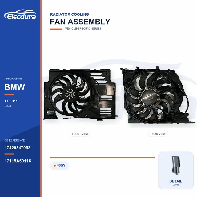 Conjunto del ventilador de refrigeraci&oacute;n del radiador para BMW U11 400W 17429847052 Suministro a granel