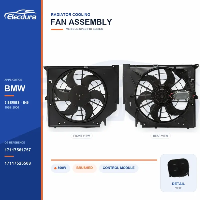 K&oslash;lerventilator komplet til BMW E46 300W 17117561757 Bulk Supply