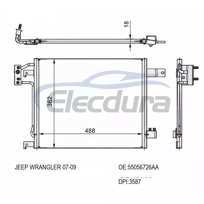 55056726AA Jeep Wrangler 2007-2009 Condensador de A/C
