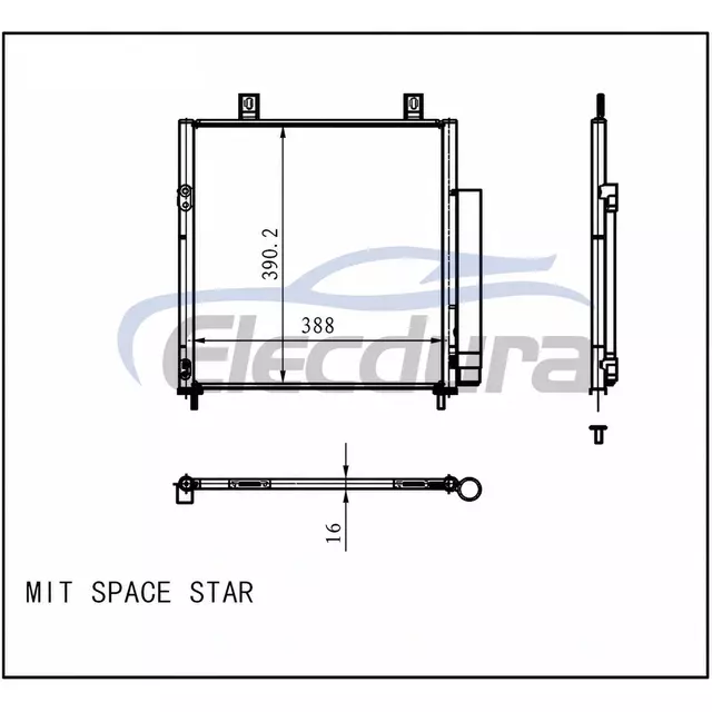 7812A229 Mitsubishi Mirage L3 2014-2015 L3/1.2LA/C n&uacute;cleo condensador 16mm