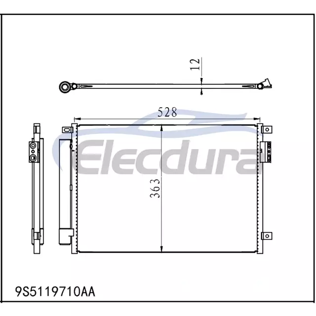 9S5119710AA Ford Fiat 500 2008-2023 Klima Kondansat&ouml;r&uuml;