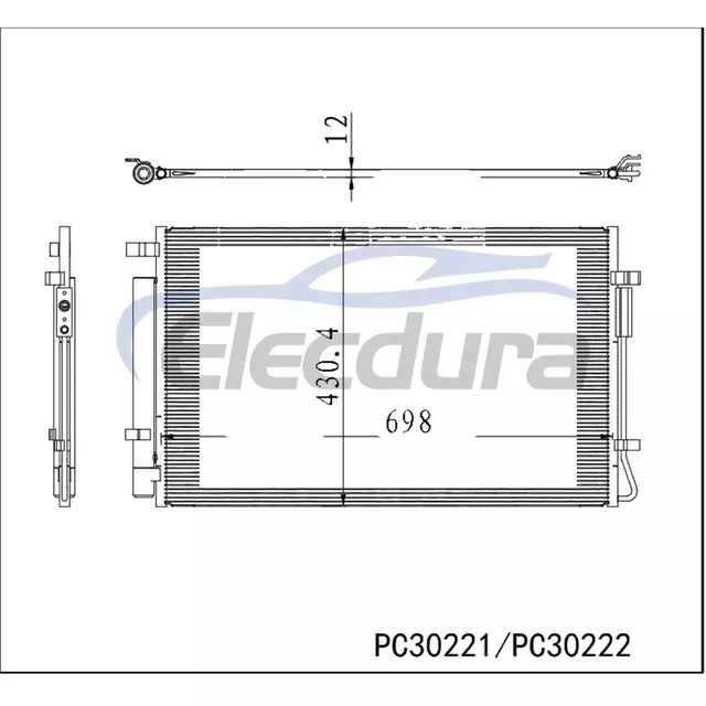97606-N7600 Hyundai Tucson 2022-2024 Conjunto de condensador de aire acondicionado N&uacute;cleo de 12 mm