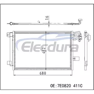 7E0820 411C Volkswagen Multivan T5 2003-2016 คอนเดนเซอร์เครื่องปรับอากาศ