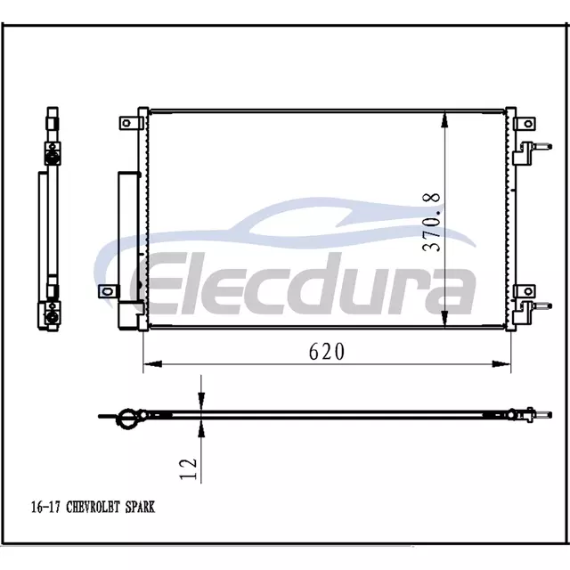 94524859 Chevrolet Spark 1 0i 1 2016-2019 ชุดคอนเดนเซอร์เครื่องปรับอากาศแกน 12 มม.