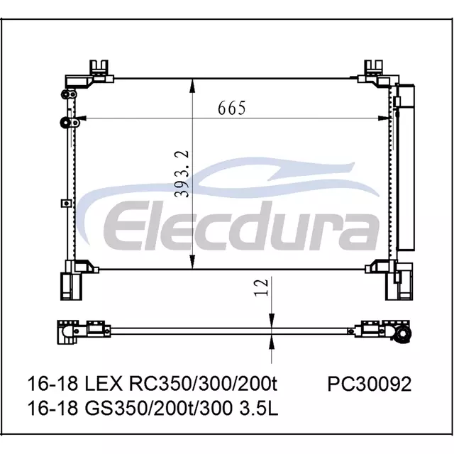 8846024100 Lexus Rc350 2016-2018 Skraplacz klimatyzacji rdzeń 12mm