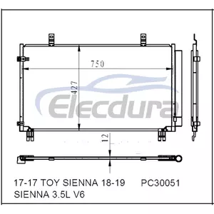 8846008030 Toyota Sienna 2017-2019 Конденсатор кондиционера, сердечник 12 мм
