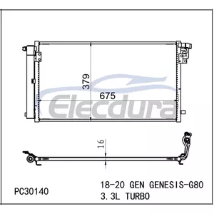 97606B1410 Hyundai Genesis 2018-2020 kl&iacute;makondenz&aacute;tor vevővel/sz&aacute;r&iacute;t&oacute;val
