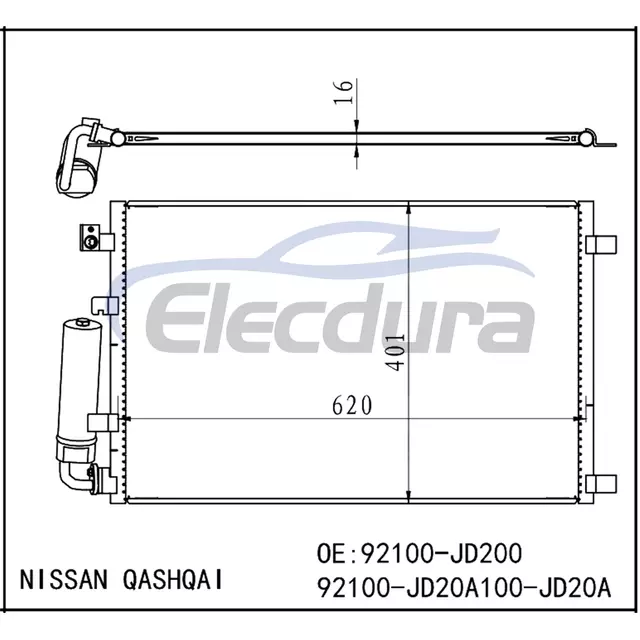 92100-JD200 Nissan Qashqai 2010-2013 Gruppo condensatore aria condizionata