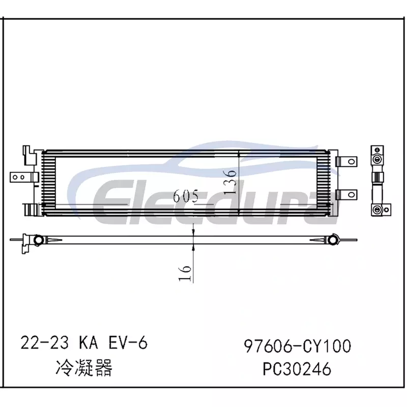 97606CV100 Kia EV6 2022-2023 ชุดคอนเดนเซอร์เครื่องปรับอากาศ